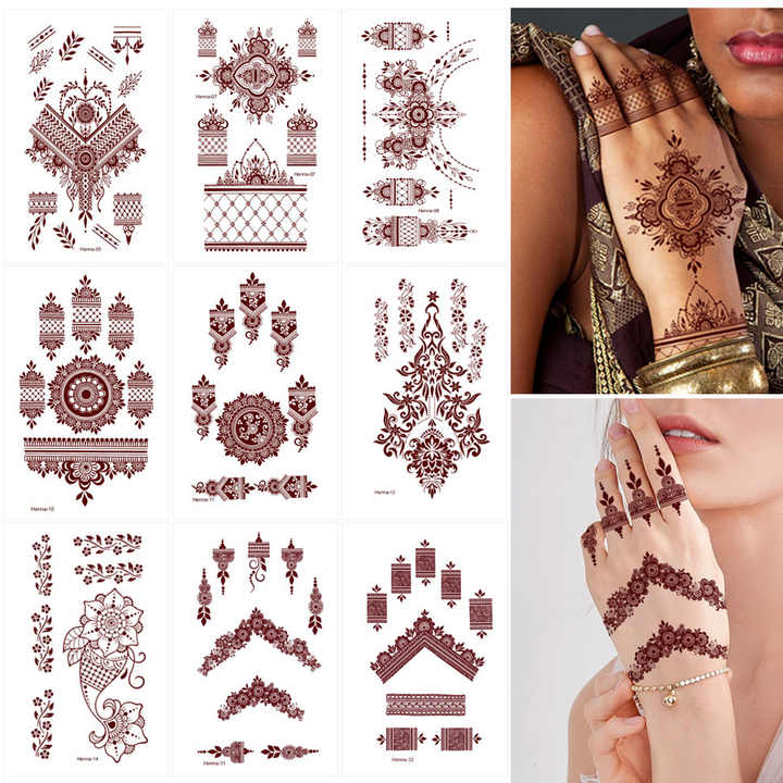 Women's Sexy Waterproof Flower Temporary Hand Tattoos Instant Fake Tattoo Stickers for Weddings and Festivals Printed on Paper