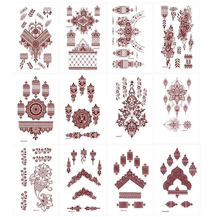 Women's Sexy Waterproof Flower Temporary Hand Tattoos Instant Fake Tattoo Stickers for Weddings and Festivals Printed on Paper