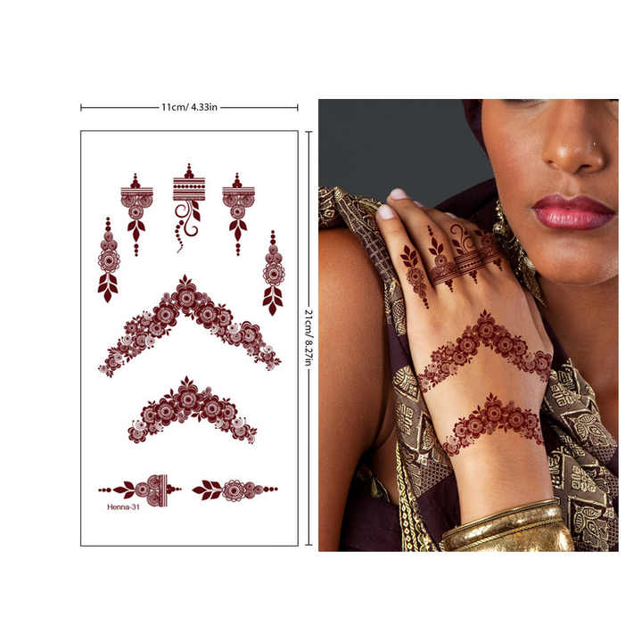 Women's Sexy Waterproof Flower Temporary Hand Tattoos Instant Fake Tattoo Stickers for Weddings and Festivals Printed on Paper